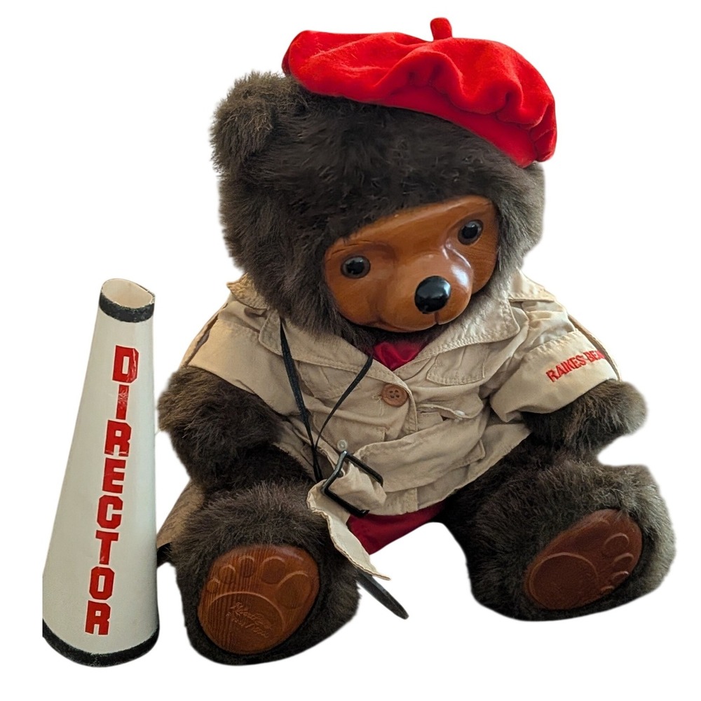 Robert Raikes Director Bear Vintage 1986 Limited Edition Wood Face Megaphone 16"